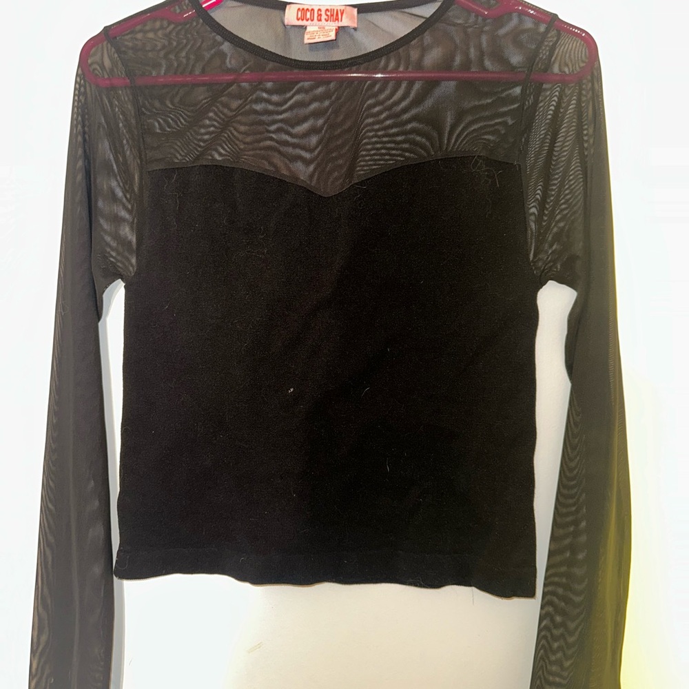 Black Sheer Long Sleeve Top